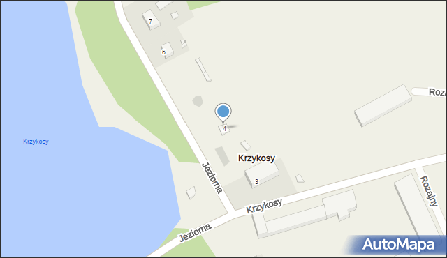 Krzykosy, Jeziorna, 4, mapa Krzykosy