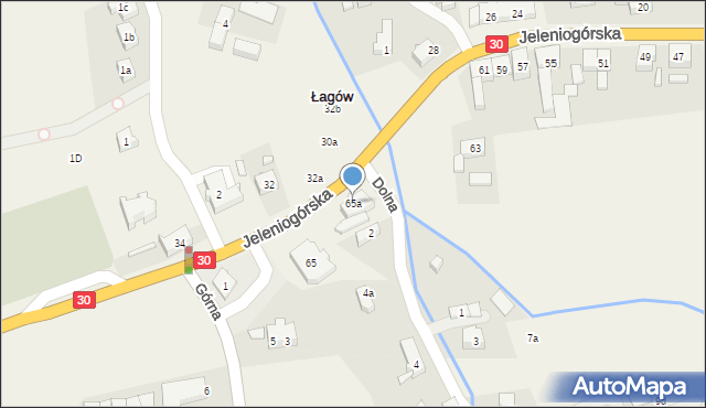 Łagów, Jeleniogórska, 65a, mapa Łagów