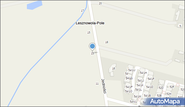 Lesznowola, Jedności, 13, mapa Lesznowola