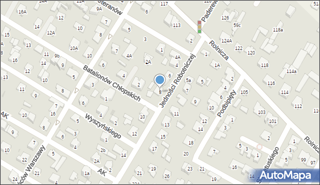 Łomianki, Jedności Robotniczej, 8, mapa Łomianki