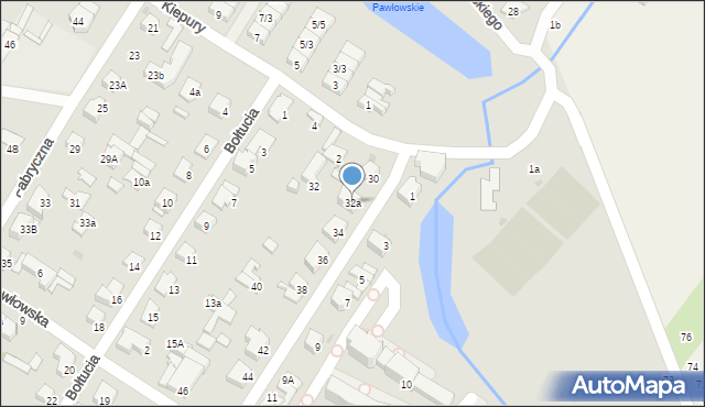 Łomianki, Jeziorna, 32a, mapa Łomianki