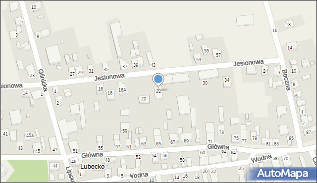 Lubecko, Jesionowa, 22, mapa Lubecko