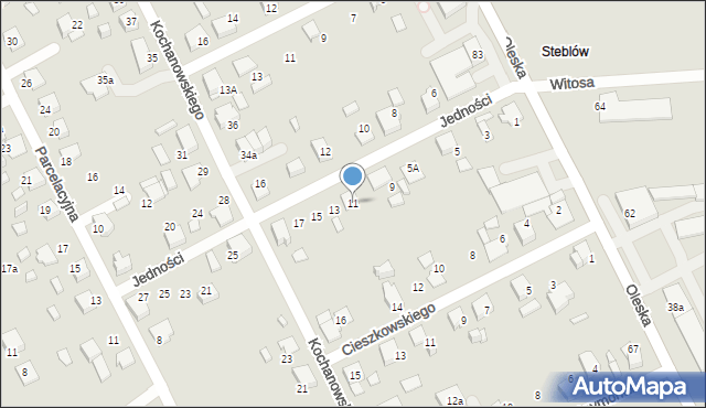 Lubliniec, Jedności, 11, mapa Lubliniec