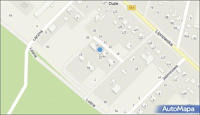 Maszewo Duże, Jesionowa, 11, mapa Maszewo Duże