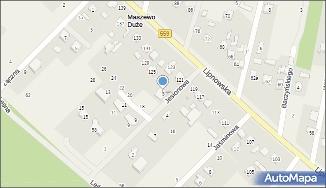 Maszewo Duże, Jesionowa, 3, mapa Maszewo Duże