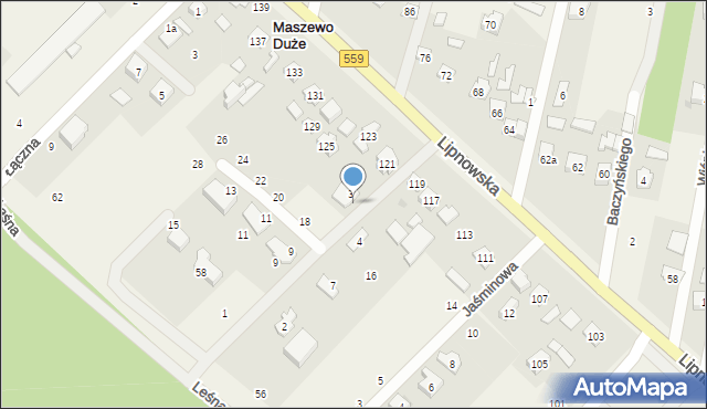 Maszewo Duże, Jesionowa, 5, mapa Maszewo Duże