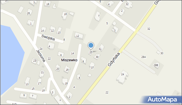 Miszewko, Jeziorna, 10, mapa Miszewko