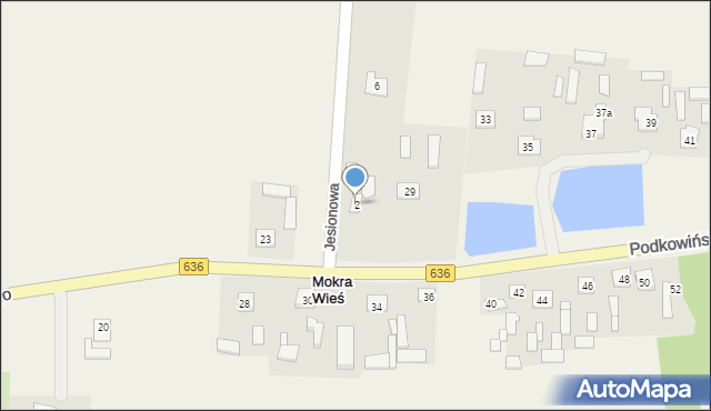 Mokra Wieś, Jesionowa, 2, mapa Mokra Wieś