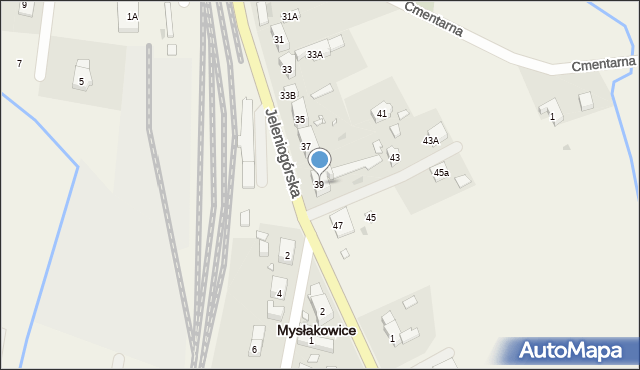 Mysłakowice, Jeleniogórska, 39, mapa Mysłakowice