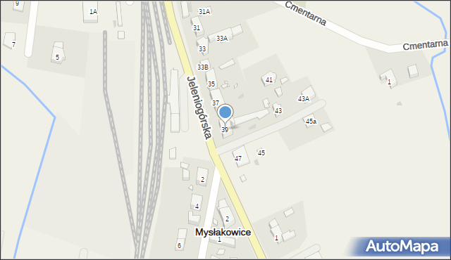 Mysłakowice, Jeleniogórska, 39, mapa Mysłakowice