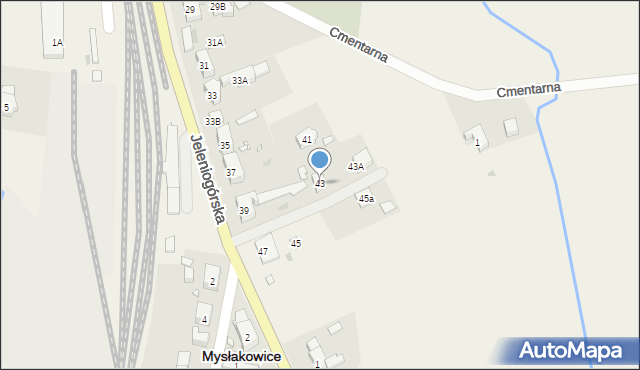 Mysłakowice, Jeleniogórska, 43, mapa Mysłakowice