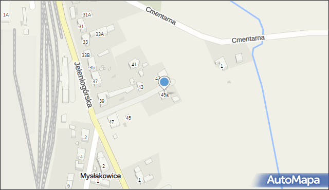 Mysłakowice, Jeleniogórska, 45a, mapa Mysłakowice