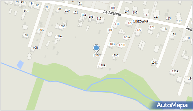 Myszków, Jedwabna, 116a, mapa Myszków