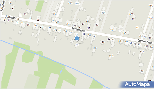 Myszków, Jedwabna, 44, mapa Myszków