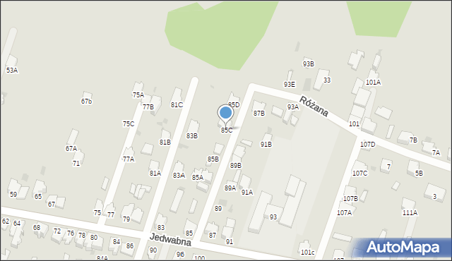 Myszków, Jedwabna, 85C, mapa Myszków