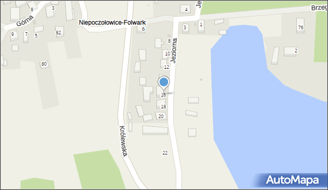 Niepoczołowice, Jeziorna, 16, mapa Niepoczołowice