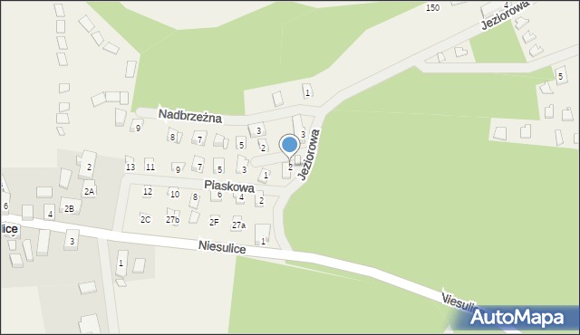 Niesulice, Jeziorowa, 2, mapa Niesulice