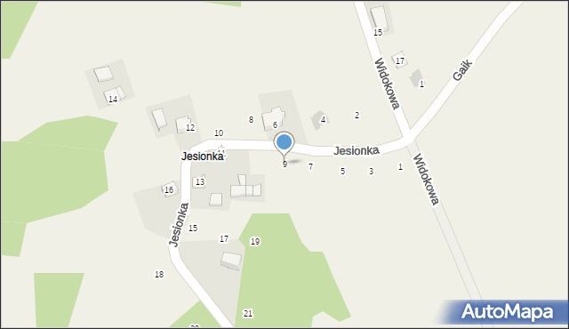 Nowa Wieś Szlachecka, Jesionka, 9, mapa Nowa Wieś Szlachecka