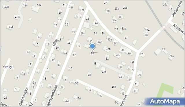 Nowy Sącz, Jesionowa, 34, mapa Nowego Sącza