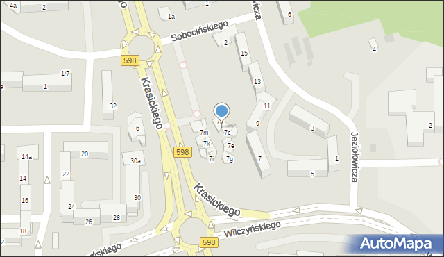 Olsztyn, Jeziołowicza Bolesława, 7b, mapa Olsztyna