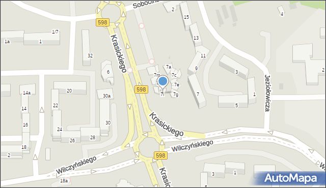 Olsztyn, Jeziołowicza Bolesława, 7i, mapa Olsztyna