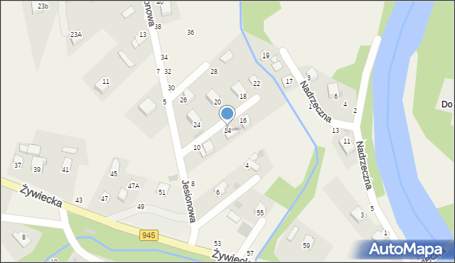 Pewel Mała, Jesionowa, 14, mapa Pewel Mała