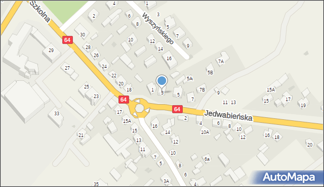 Piątnica Poduchowna, Jedwabieńska, 3, mapa Piątnica Poduchowna