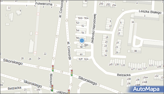 Piotrków Trybunalski, Jedności Narodowej, 58L, mapa Piotrków Trybunalski