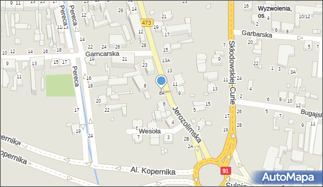 Piotrków Trybunalski, Jerozolimska, 6A, mapa Piotrków Trybunalski