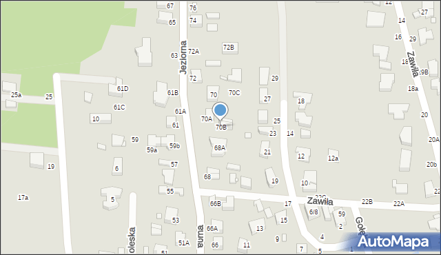 Piotrków Trybunalski, Jeziorna, 70B, mapa Piotrków Trybunalski