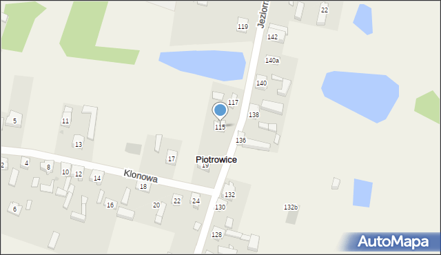 Piotrowice, Jeziorna, 115, mapa Piotrowice