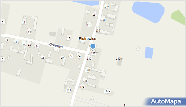 Piotrowice, Jeziorna, 132, mapa Piotrowice