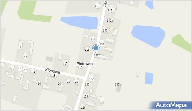 Piotrowice, Jeziorna, 136, mapa Piotrowice