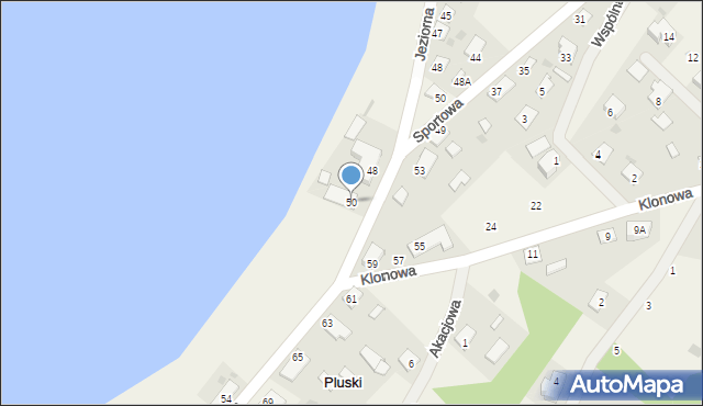 Pluski, Jeziorna, 50, mapa Pluski