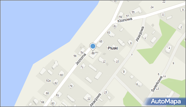 Pluski, Jeziorna, 69, mapa Pluski