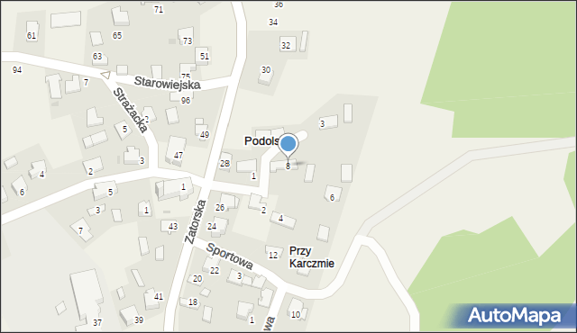 Podolsze, Jesionowa, 8, mapa Podolsze