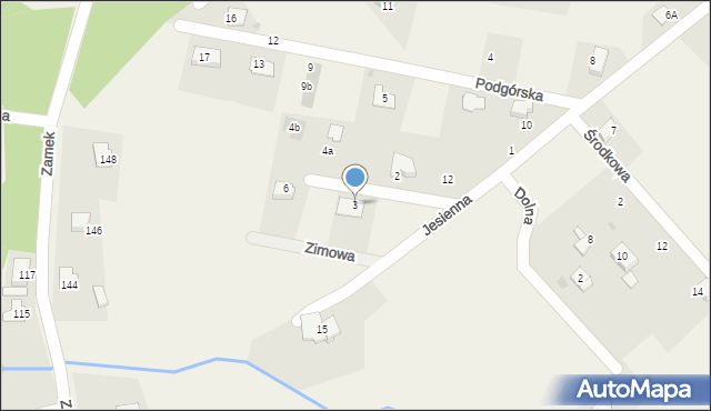 Pogórze, Jesienna, 3, mapa Pogórze