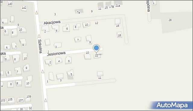 Roszkowo, Jesionowa, 12, mapa Roszkowo