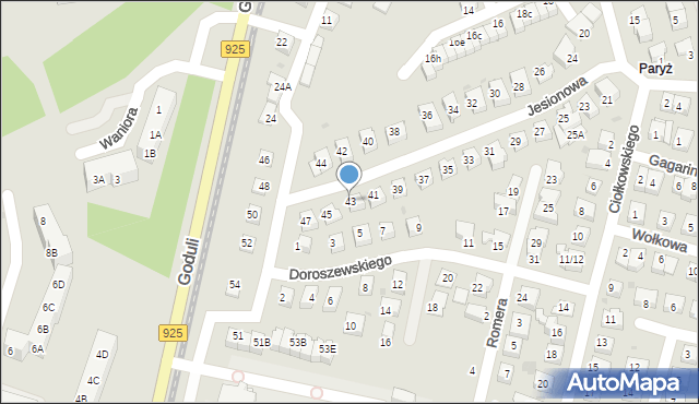 Ruda Śląska, Jesionowa, 43, mapa Rudy Śląskiej