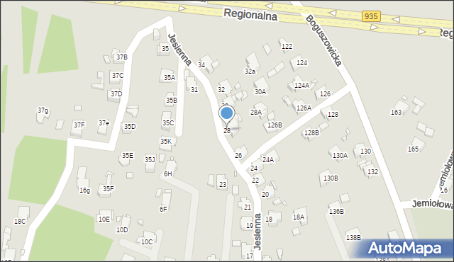 Rybnik, Jesienna, 28, mapa Rybnika