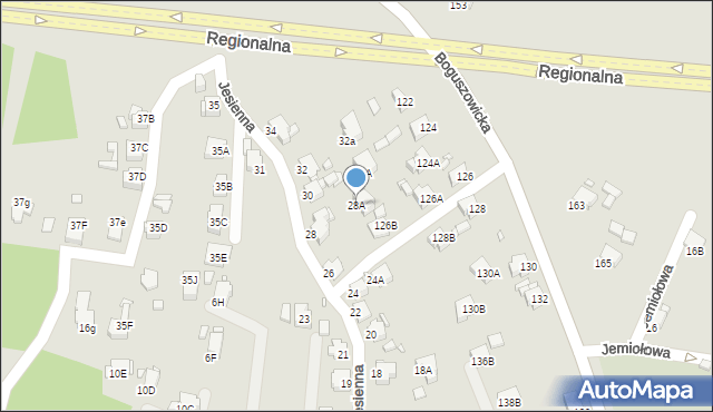 Rybnik, Jesienna, 28A, mapa Rybnika