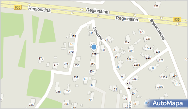 Rybnik, Jesienna, 35B, mapa Rybnika