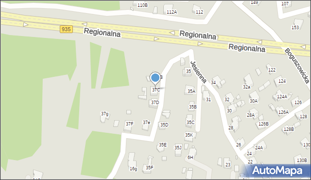 Rybnik, Jesienna, 37C, mapa Rybnika