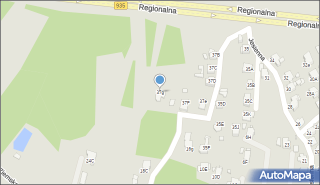 Rybnik, Jesienna, 37g, mapa Rybnika