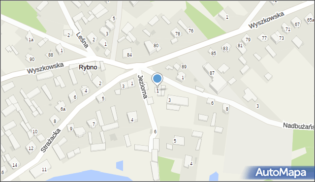 Rybno, Jeziorna, 1, mapa Rybno