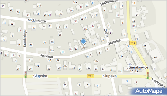 Sierakowice, Jeziorna, 10, mapa Sierakowice