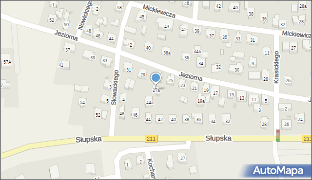 Sierakowice, Jeziorna, 27a, mapa Sierakowice
