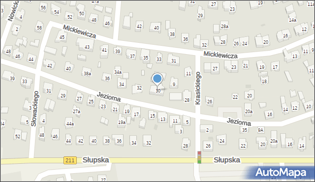 Sierakowice, Jeziorna, 30, mapa Sierakowice