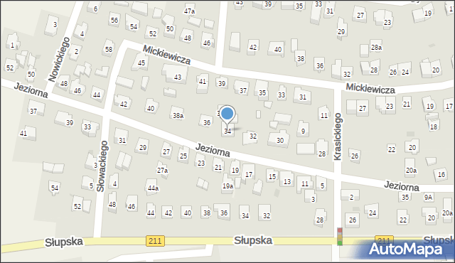 Sierakowice, Jeziorna, 34, mapa Sierakowice