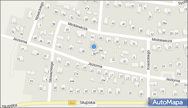 Sierakowice, Jeziorna, 36, mapa Sierakowice